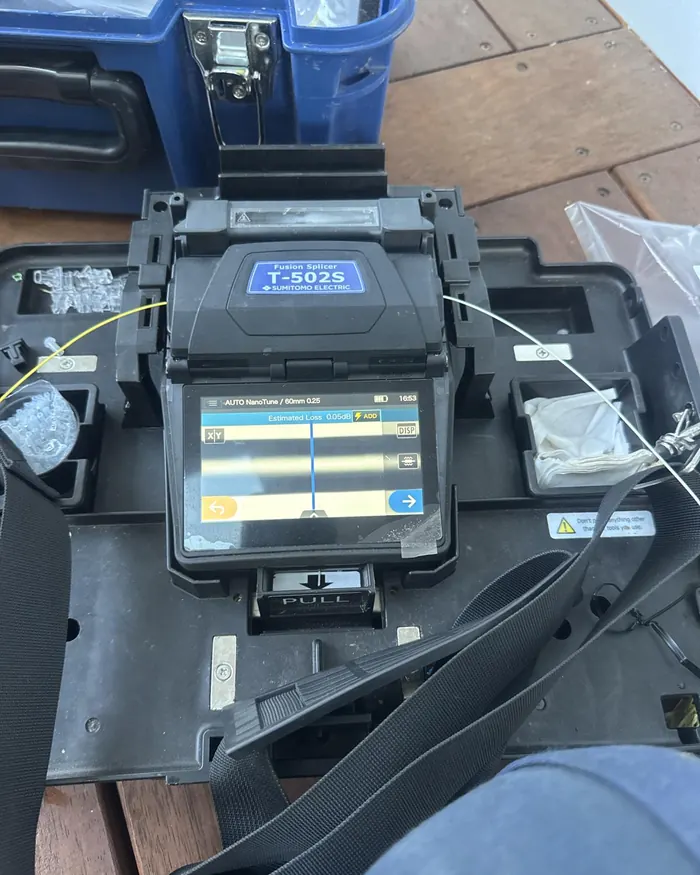 Fibre fusion splicer on site for NBN communications work